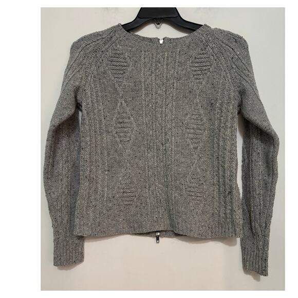 Madewell Palaside Merino Wool Zipper Back Gray Cable Knit Sweater XS - Picture 2 of 7